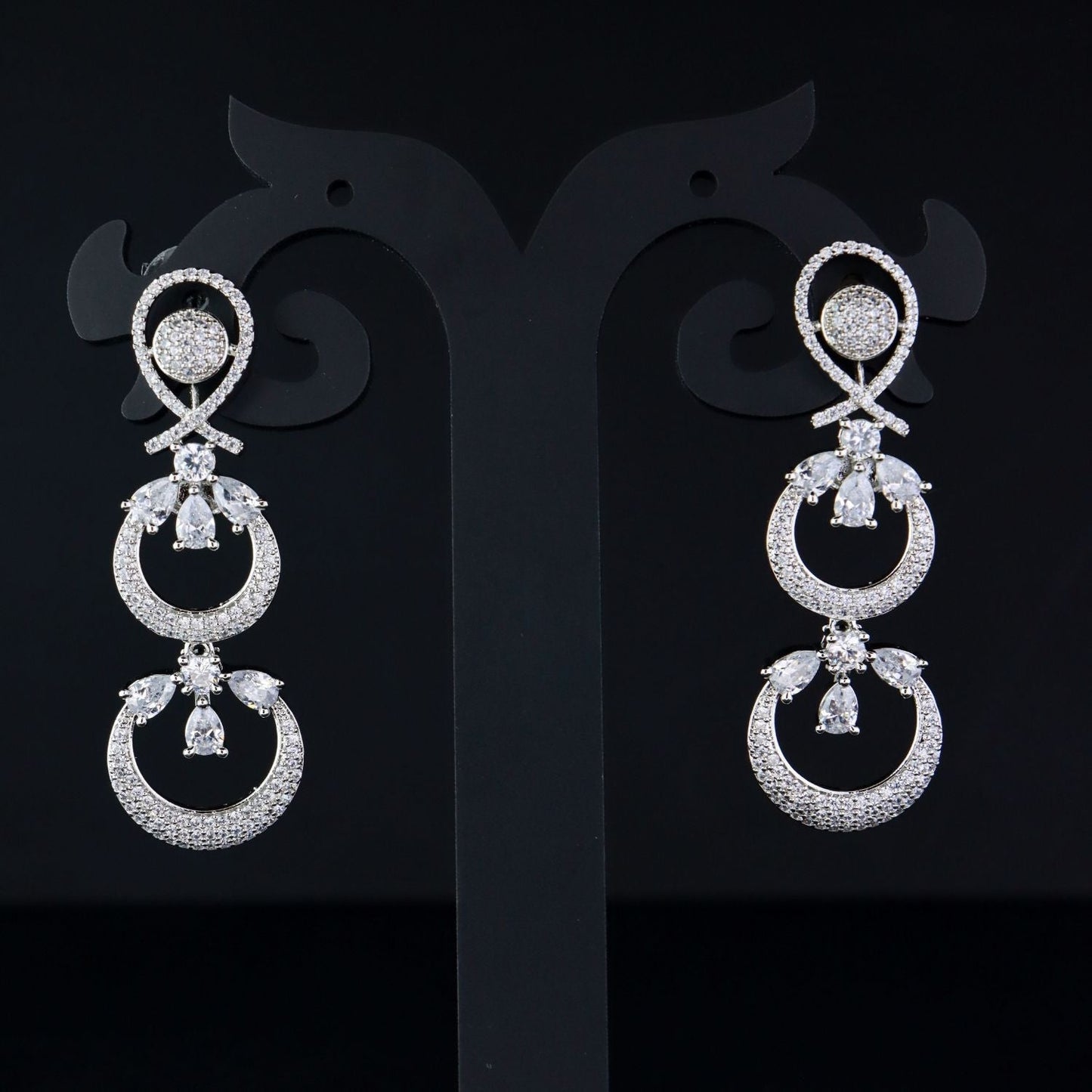 Stylish Latest Fashion Rose Gold-Polished Glittering Crystal AD Stone studded Earrings for Women & Girls - Wahe Jewels - Swadesiicart