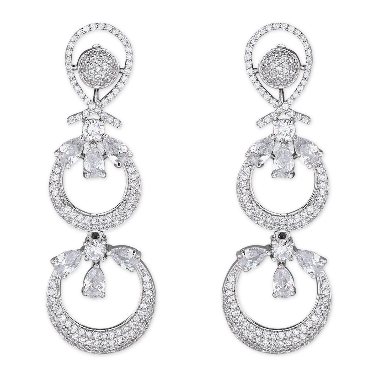 Stylish Latest Fashion Rose Gold-Polished Glittering Crystal AD Stone studded Earrings for Women & Girls - Wahe Jewels - Swadesiicart