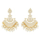 Traditional Gold-Polished White Kundan Pearl Drop Chandbali Earring For Women/Girls - Wahe Jewels - Swadesiicart