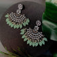 Ethnic Stylish Silver Oxidised Kundan Pearl Chandbali Earrings For Women And Girls - Wahe Jewels - Swadesiicart