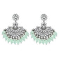 Ethnic Stylish Silver Oxidised Kundan Pearl Chandbali Earrings For Women And Girls - Wahe Jewels - Swadesiicart