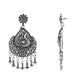 Navratri Ethnic Silver Oxidised Afghani Floral & Peacock Design Drop Earrings For Women & Girls - Wahe Jewels - Swadesiicart