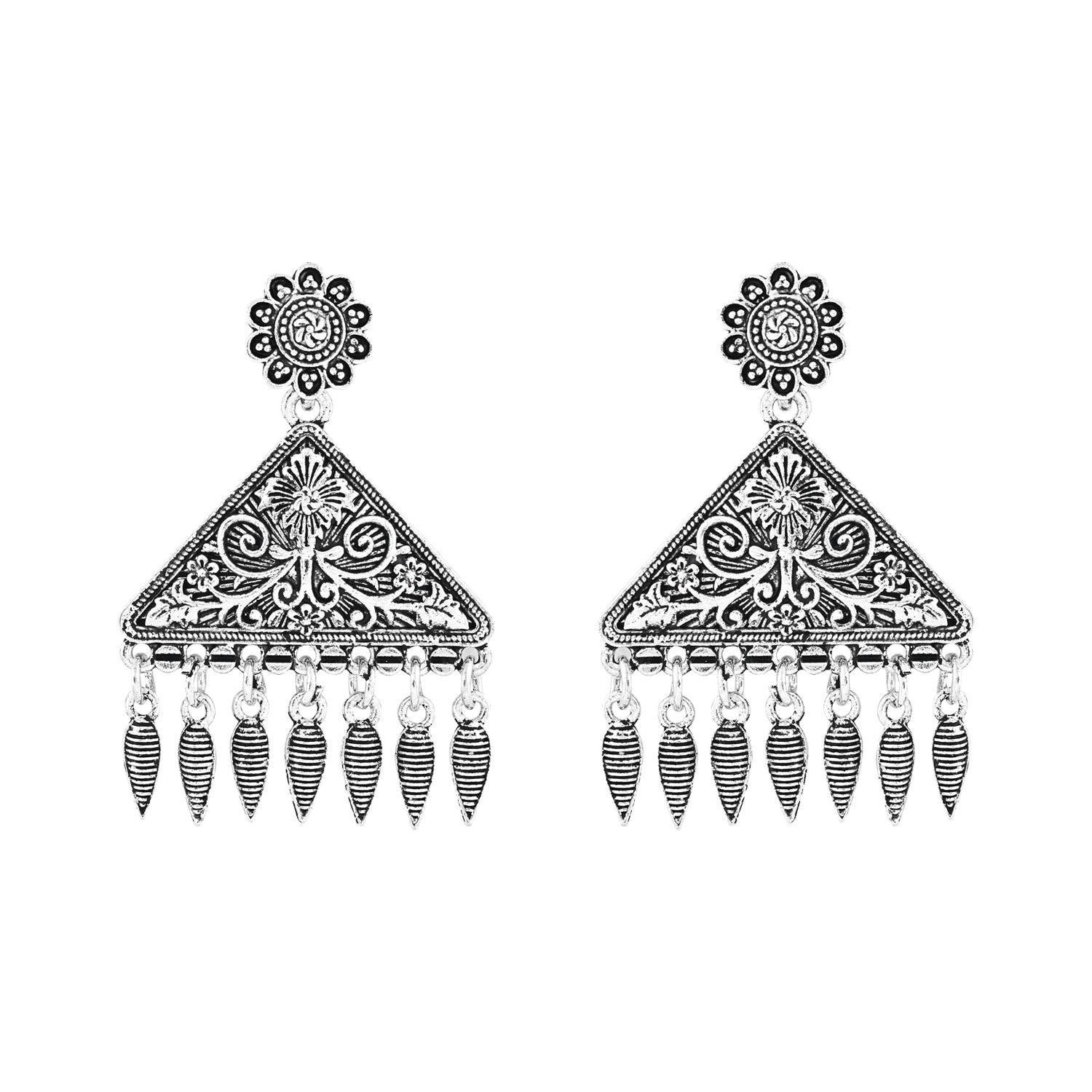 Navratri Ethnic Silver Oxidized Afghani Style Trending Earrings For Women & Girls - Wahe Jewels - Swadesiicart
