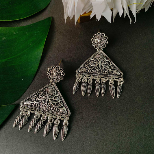 Navratri Ethnic Silver Oxidized Afghani Style Trending Earrings For Women & Girls - Wahe Jewels - Swadesiicart