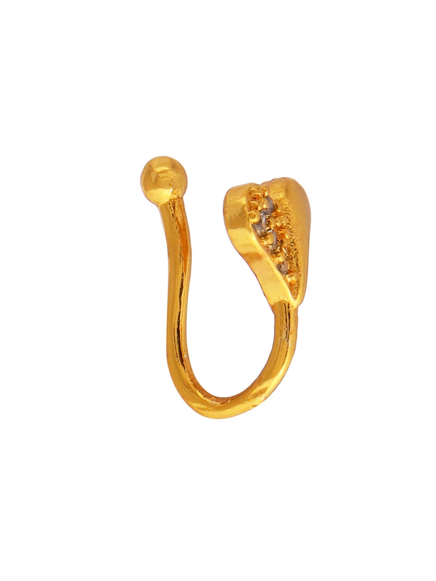 Ruby Raang Gold Heart Nose Pin | Swadesiicart