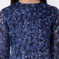 Myshka Women's Trendy Organza Printed Printed 3/4 Sleeve Round Neck Casual Multicolor Tunic