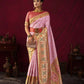 Vishnu Weaves Women's Baby-Pink Paithani Silk Saree with Blouse - Swadesiicart