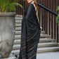 Beatitude Black Khadi Ghicha Stripes Saree