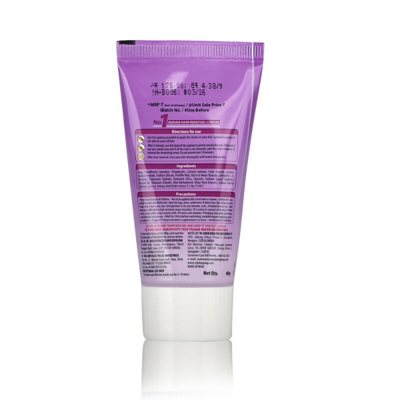 VI-JOHN Feather Touch Saffron & Honey Hair Removal Cream for Women for Dry Skin, Suitable for Legs, Underarms, Bikini Line, Arms | Swadesiicart
