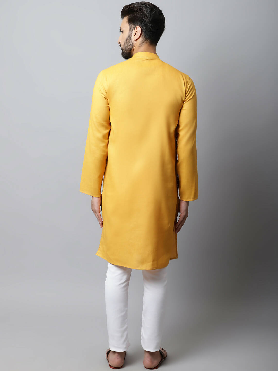 Even Apparels Yellow Color Pure Cotton Men's Kurta With Side Placket (SLD1130) | Swadesiicart