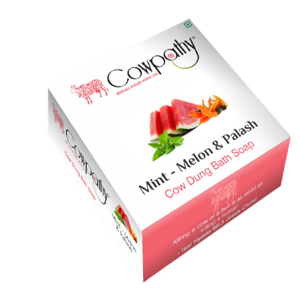 Cowpathy Mint - Melon & Palash Cow Dung Bath Soap (75Gm) - Ravino Industries Pvt Ltd