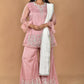 Morchari Women And Hand Embroidery Palazzo Set-Peach - Swadesiicart