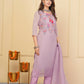Wine Premium Organza Embroidered Stitched Suit With Dupatta - Tanisha | Swadesiicart
