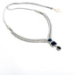 Mominos Fashion Johar Kamal Silver-Plated American Diamond Navy Blue Choker Set | Swadesiicart