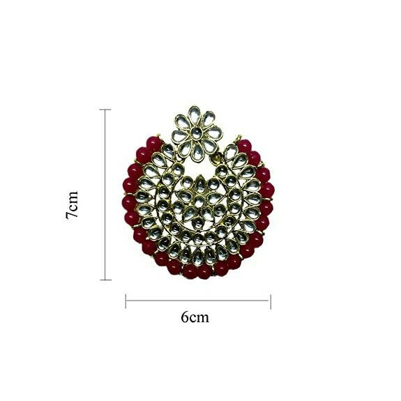 Tiaraa Maroon Stone Kundan Fashion Earrings - Swadesiicart