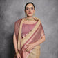 Vishnu Weaves Women's Chiku Tussar Silk Zari Woven Saree with Blouse - Swadesiicart