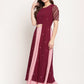 Ahalyaa Women Wine Crepe Glitter Print Dress | Swadesiicart