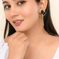 VOJ One Gram Gold-Polished Drop Shaped Black Stone Studded Earrings - Swadesiicart