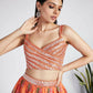 House of Panchhi Orange colour Organza Treditional design digital print Semi-Stitched Lehenga choli & Dupatta | Swadesiicart