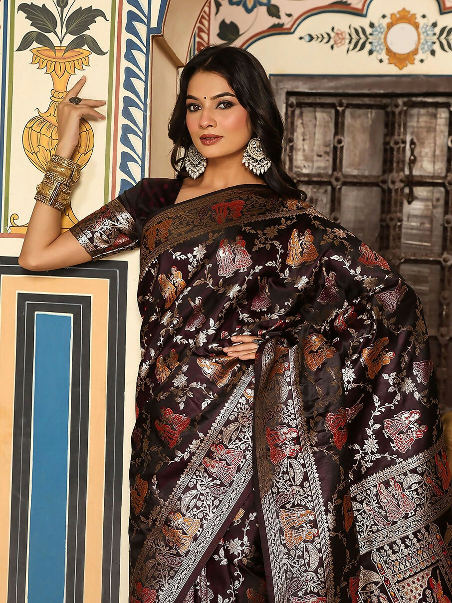 Shree Shyam Fashion Wine Silk Saree