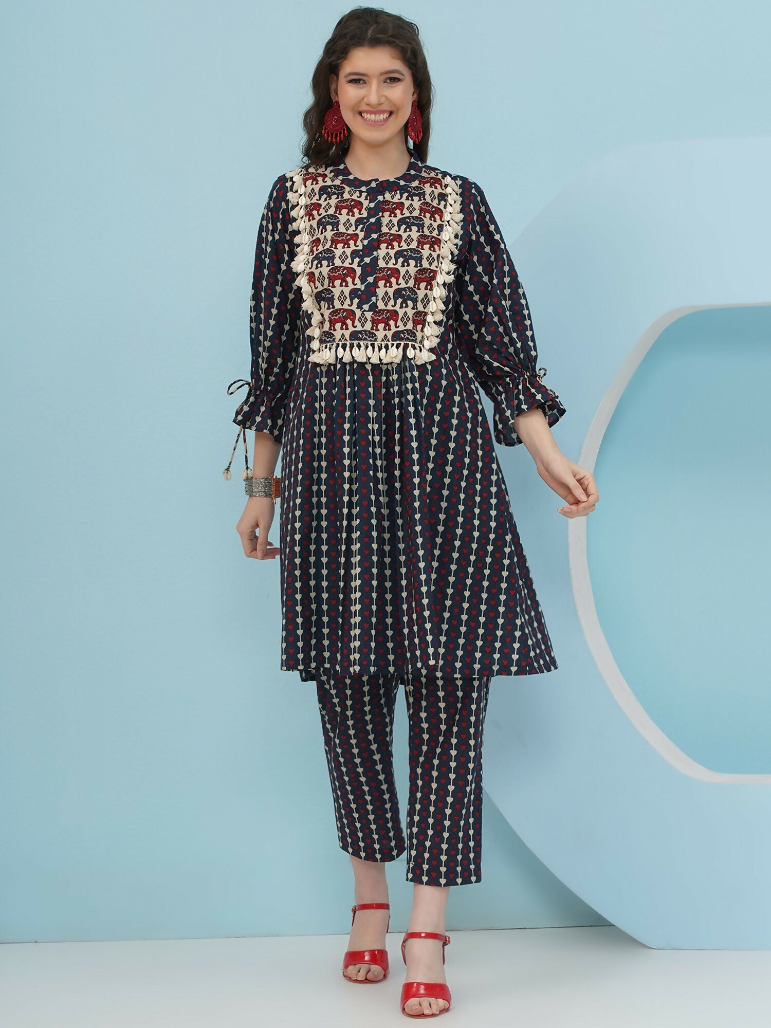 Joban Fashion Blue Printed Co Ord Set - Swadesiicart