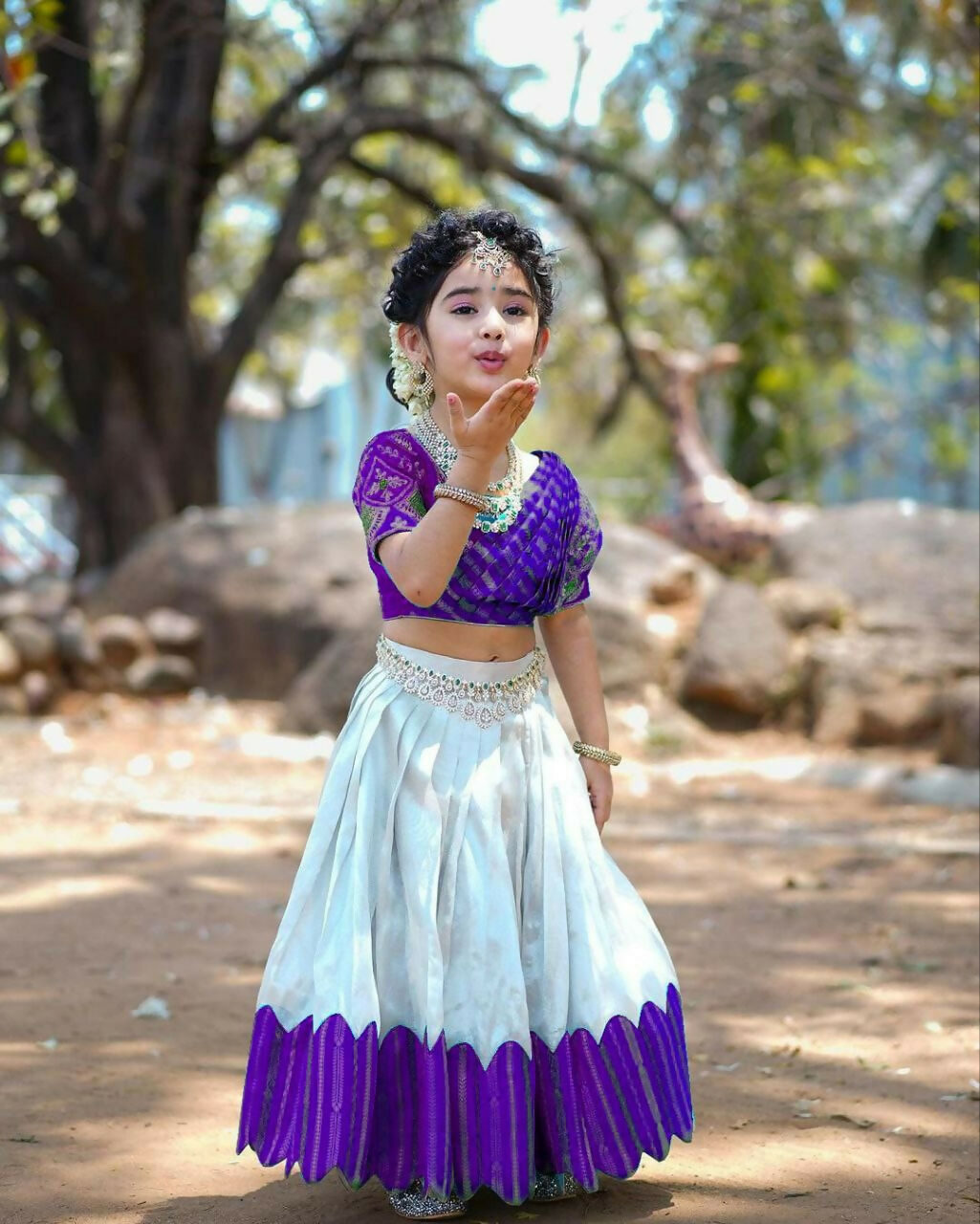 Jyoti Fashion Classy Blue Heavy Chenille Sequins Embroidered Kids Lehenga Choli Set | Swadesiicart