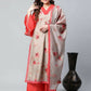 Ahalyaa Womens Chiku Chanderi Printed Kurta Palazzo Set | Swadesiicart