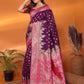 Joban Fashion Banarasi Purple Woven Soft Silk Saree | Swadesiicart
