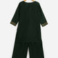 Ahalyaa Dark Green Chanderi Solid Kids Kurta Palazzo Set With Dupatta For Girls | Swadesiicart