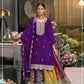 Anaita Violet Heavy Chinon Stitched Suit with Embroidery & Sequence Work