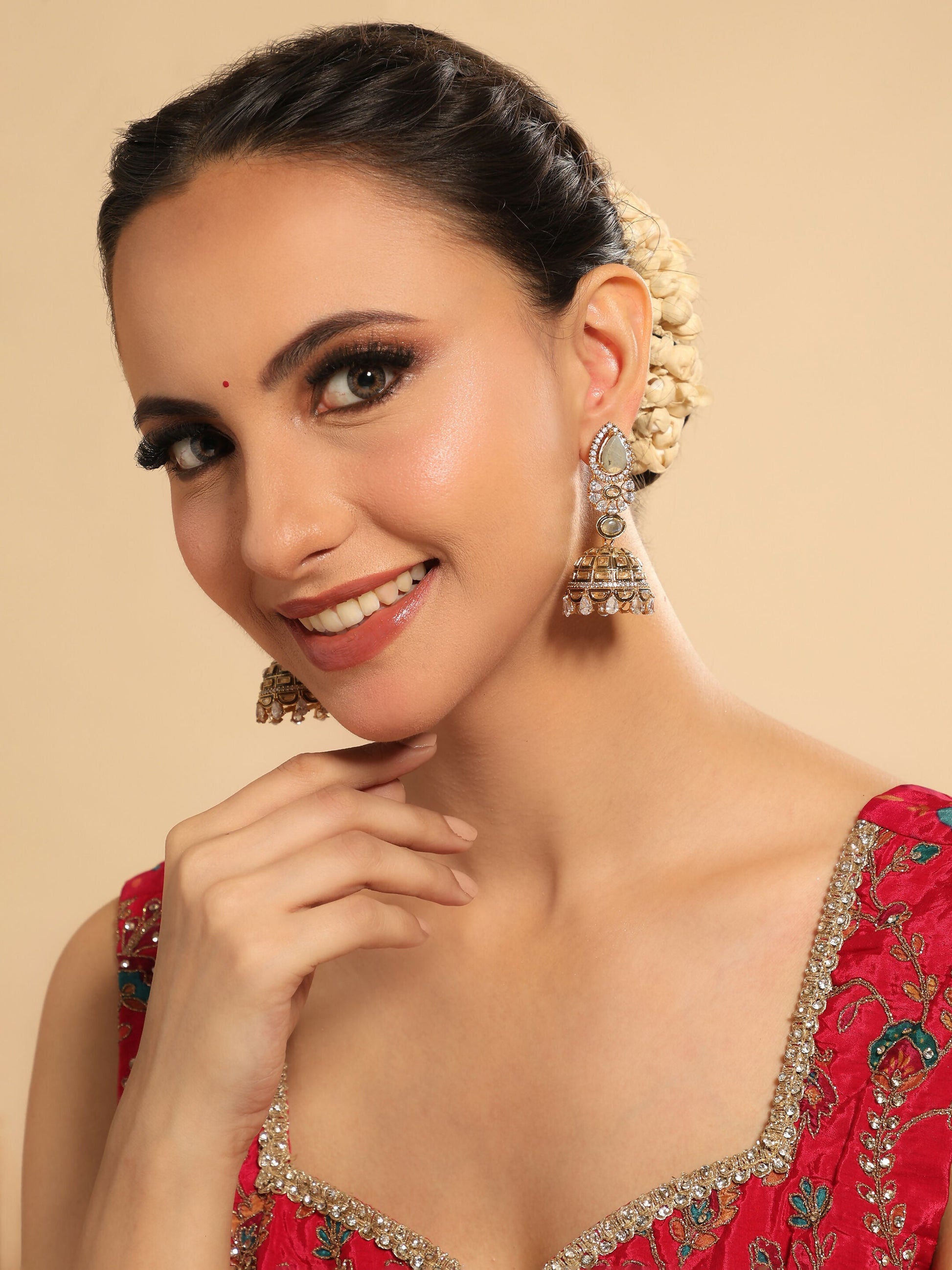 Nuyug 22K Gold Plated Aureate Swirl Jhumki Earrings | Swadesiicart