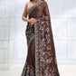 Brown Two Tone Georgette Silk Sequence Embroidered with Stone work Saree - Mohmanthan Majestica