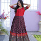 Jyoti Fashion Women's Wine Patola with Foil Print Dola Silk Anarkali Dress | Swadesiicart
