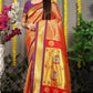 Jyoti Fashion Women's Maroon Banarasi Silk Zari Woven Saree with Blouse | Swadesiicart