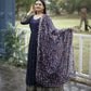 Jyoti Fashion Women's Navy Blue Faux Blooming Sequins with Zari Embroidery Anarkali Dress with Dupatta | Swadesiicart