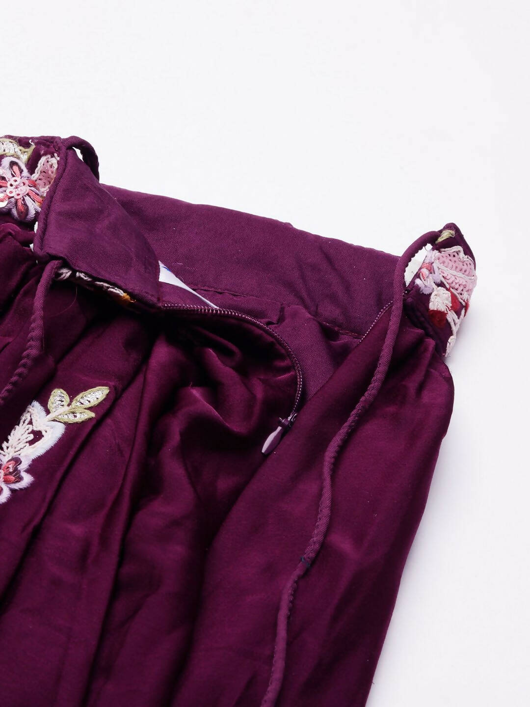 House of Panchhi Burgundy Georgette Sequins and thread embroidery Lehenga choli & Dupatta | Swadesiicart