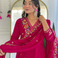 The52 Rani Women's Beautiful Embroidered Work Vichitra Silk Fabric Straight Kurta Pant and Dupatta Set - Swadesiicart