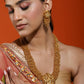 Gold-Polished Pearls Beaded Temple Jewellery Set - Ruby Raang - Ruby Raang Studio
