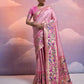 Vishnu Weaves Women's Baby-Pink Paithani Silk Zari Woven Saree with Blouse - Swadesiicart