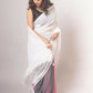 Exclusive Collection Beautiful Khadi Cotton White Grey Pink Handloom Saree - Swadesiicart