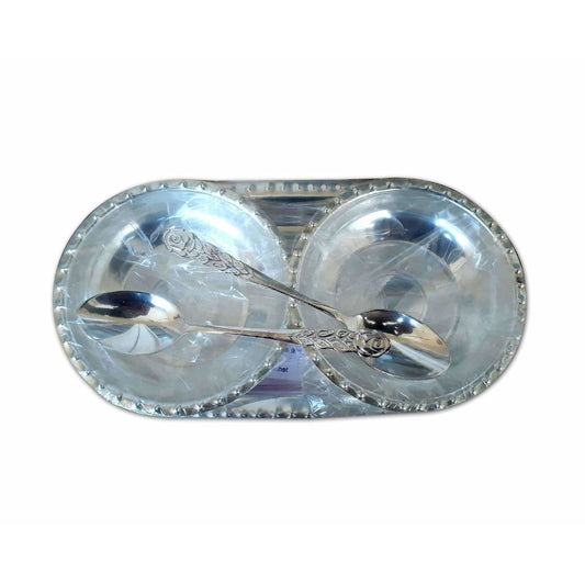 Silver Tray with Cups and Spoons - Swadesiicart