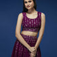 House of Panchhi Women Burgundy Pure Georgette Sequinse Embroidered Lehenga & Blouse, Dupatta | Swadesiicart