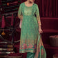 Jyoti Fashion Women's Green Organza Jacquard Woven Kurta with Trouser & Dupatta | Swadesiicart