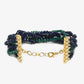 Women's Gold-Toned, Navy Blue Green Onyx Gold-Polished Multistrand Bracelet - Ruby Raang - Swadesiicart