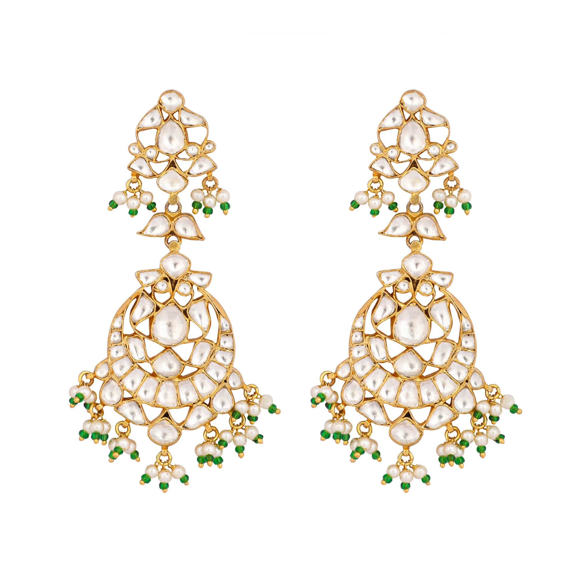 Nuyug 22K Gold Plated Chandbali Stone Drop Kundan Earrings | Swadesiicart