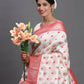 Astita Banarasi Silk Red & White Saree | Swadesiicart