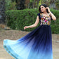 Jyoti Fashion Women's Blue Sequins Embroidery Faux Blooming Anarkali Dress | Swadesiicart