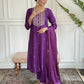 Purple Rayon Slub Stitched Suit With Dupatta - Tanisha | Swadesiicart
