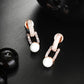 Priyaasi Women White American Diamond Rose Gold-Polished Drop Earrings - Noz2Toz