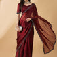 Brown Organza Swaroski Diamond Work Saree with Unstitched Blouse - Radha